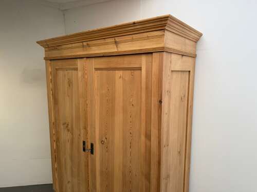 fig 1. A Quality Victorian Antique Pine Combination Knockdown Wardrobe to Wax/Paint