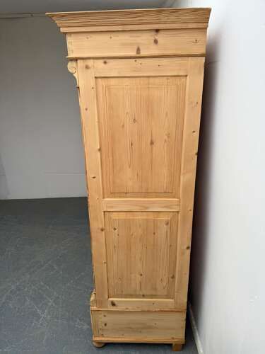 fig 1. A Mint Clean Victorian Antique Old Pine Shelved Knockdown Wardrobe to Wax/Paint