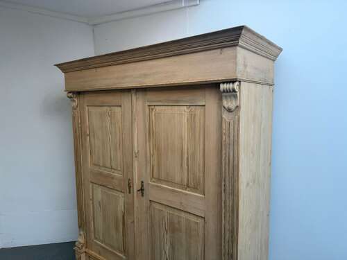 fig 2. An Early Victorian Antique Pine 2 Door Knockdown Wardrobe to Wax/Paint