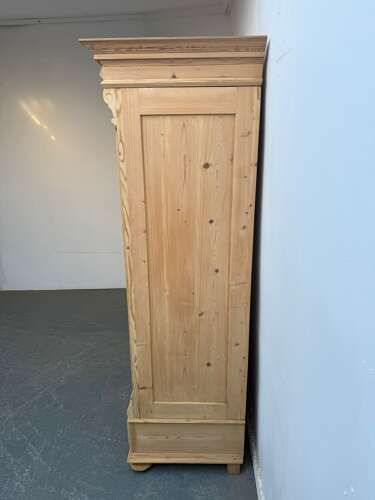 fig 1. A Stunning Victorian Antique Old Pine Shelved Knockdown Wardrobe to Wax/Paint