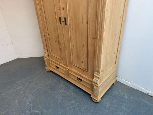 fig 2. A Stunning Victorian Antique Old Pine Shelved Knockdown Wardrobe to Wax/Paint