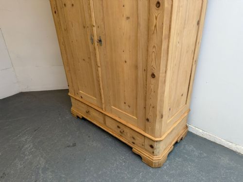fig 2. A Lovely Low Georgian Antique Pine Panelled Knockdown Wardrobe to Wax/Paint