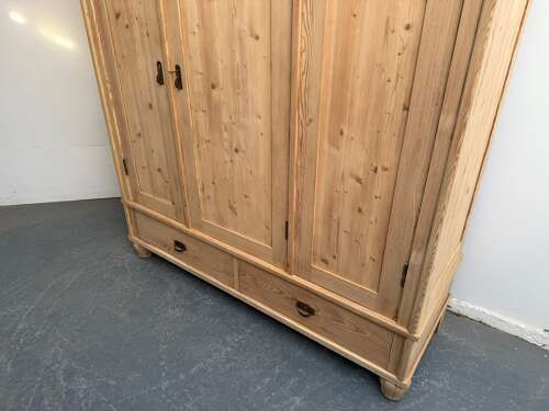 fig 2. A Huge Triple Victorian Antique Pine 2 Door Knockdown Wardrobe to Wax/Paint
