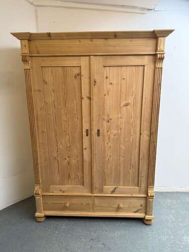 fig 1. A Tall Victorian Antique / Old Pine Ladies Knockdown Wardrobe to Wax/Paint
