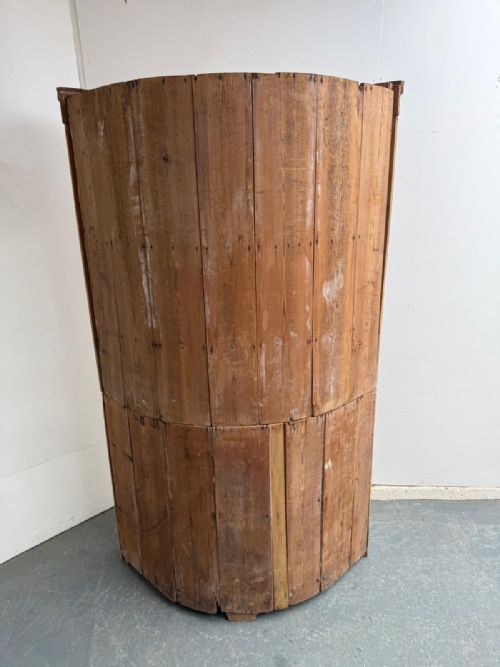 A RARE EARLY GEORGIAN ANTIQUE PINE ASTRAL GLAZED BARREL BACK 2 PIECE CABINET - ADDITIONAL PHOTO 10