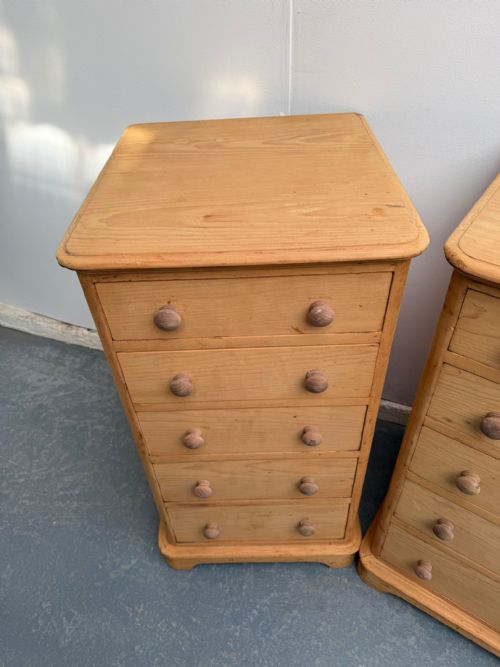 A RARE PAIR OF ANTIQUEOLD PINE VICTORIAN 5 DRAWER CHEST OF DRAWERS TO WAXPAINT - ADDITIONAL PHOTO 1
