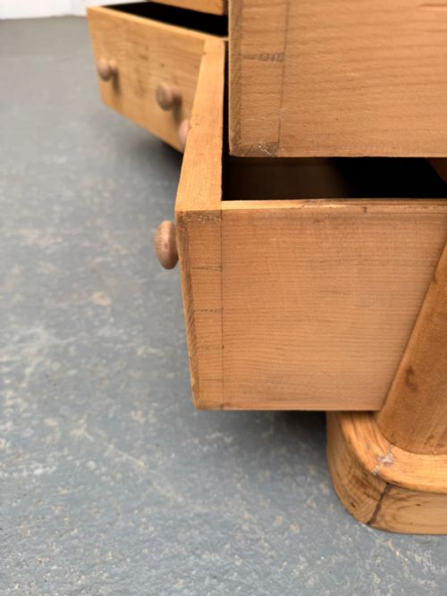 A RARE PAIR OF ANTIQUEOLD PINE VICTORIAN 5 DRAWER CHEST OF DRAWERS TO WAXPAINT - ADDITIONAL PHOTO 2