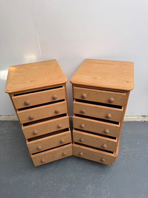 A RARE PAIR OF ANTIQUEOLD PINE VICTORIAN 5 DRAWER CHEST OF DRAWERS TO WAXPAINT - ADDITIONAL PHOTO 6