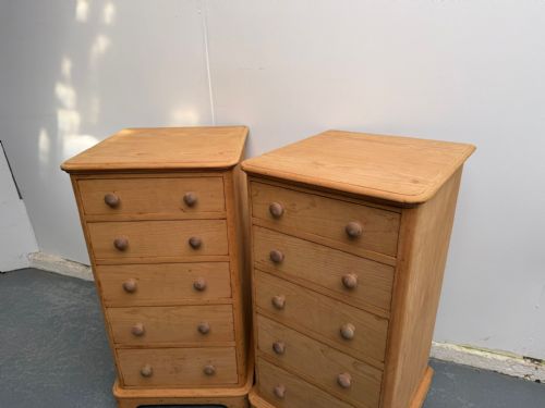 A RARE PAIR OF ANTIQUEOLD PINE VICTORIAN 5 DRAWER CHEST OF DRAWERS TO WAXPAINT - ADDITIONAL PHOTO 7