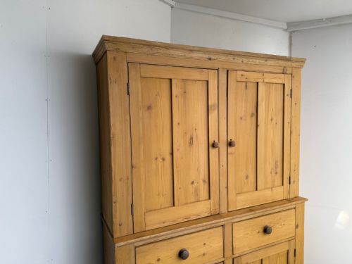 fig 1. A Truly Stunning Antique / Old Pine 2 Piece 4 Door Storage Cupboard