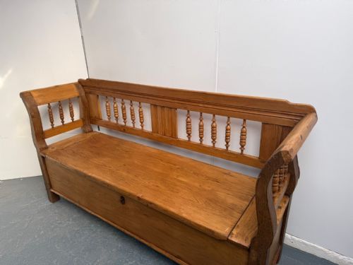 fig 1. A Superbly Waxed Genuine Victorian Pine Hungarian 2/3 Seater Box Settle