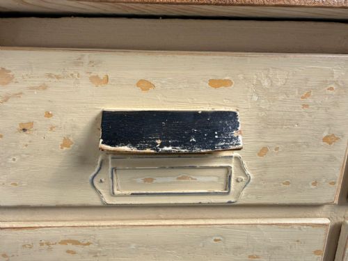 AN ORIGINALLY PAINTED CREAM HUNGARIAN VICTORIAN PINE 25 DRAWER SHOP FITTING - ADDITIONAL PHOTO 8