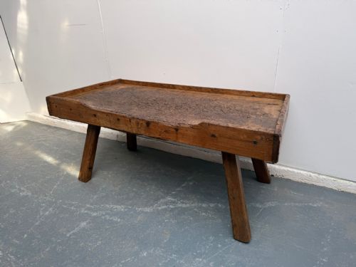 A Fabulous Original Hungarian Antique Oak/hardwood Pig Bench 129cm