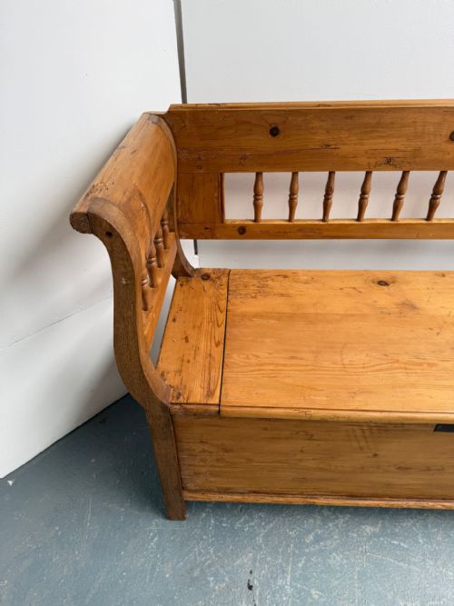 fig 1. A Superbly Waxed Original Victorian Pine Hungarian 4 Seater Box Settle