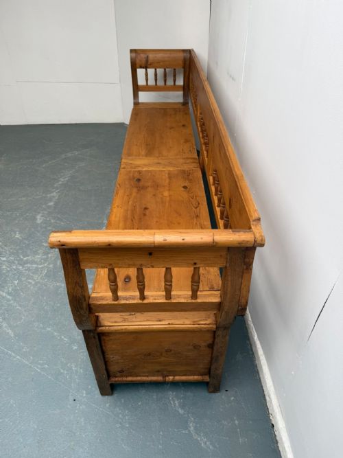 fig 2. A Superbly Waxed Original Victorian Pine Hungarian 4 Seater Box Settle