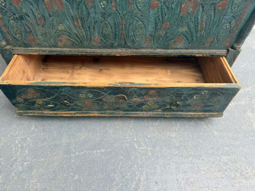 A TRULY AMAZING GENUINE HUNGARIAN GEORGIAN PAINTED TEAL LARGE MULE CHEST - ADDITIONAL PHOTO 13