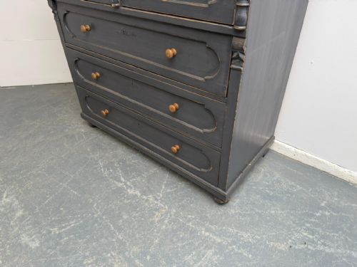 A GENUINE ANTIQUE PINE VICTORIAN LIGHT GREY MASSIVE 5 DRAWER CHEST OF DRAWERS - ADDITIONAL PHOTO 2