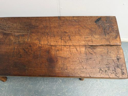 A NARROW HUNGARIAN ANTIQUE OAKHARDWOOD PIG BENCH 140CM - ADDITIONAL PHOTO 5