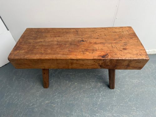 fig 1. A Small Chunky Hungarian Antique Oak/Hardwood Pig Bench 110cm