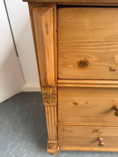 A LOW WIDE ANTIQUE OLD PINE HUNGARIAN VICTORIAN WAXED 3 DRAWER CHEST OF DRAWERS - ADDITIONAL PHOTO 5