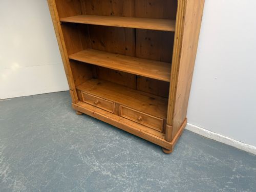 A SUPERBLY WAXED ANTIQUE OLD PINE ORIGINAL ADJUSTABLE SHELF BOOKSHELF - ADDITIONAL PHOTO 4