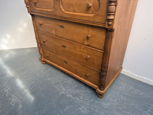 AN AMAZINGLY WAXED HUGE ANTIQUE VICTORIAN HUNGARIAN 4 DRAWER CHEST OF DRAWERS - ADDITIONAL PHOTO 9