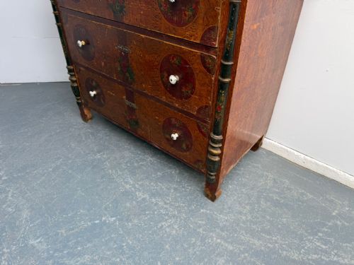 AN ORIGINALLY PAINTED ANTIQUE OLD PINE GENUINE HUNGARIAN CHEST OF DRAWERS - ADDITIONAL PHOTO 2