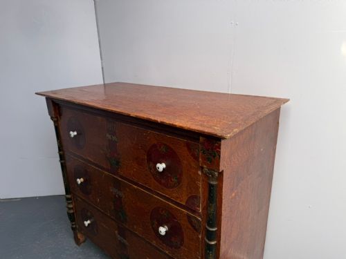 AN ORIGINALLY PAINTED ANTIQUE OLD PINE GENUINE HUNGARIAN CHEST OF DRAWERS - ADDITIONAL PHOTO 4