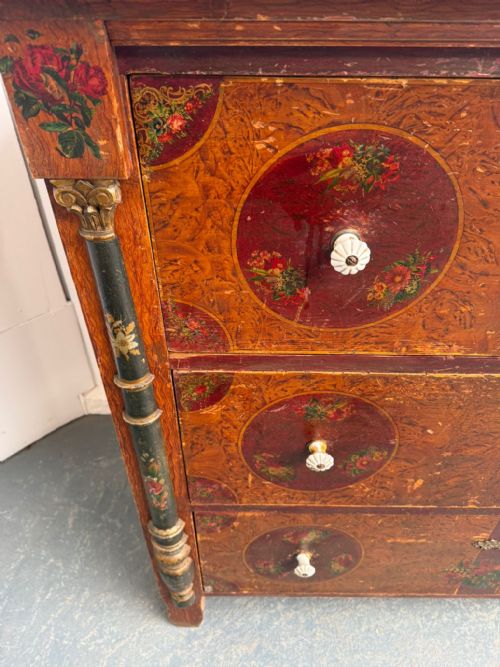 AN ORIGINALLY PAINTED ANTIQUE OLD PINE GENUINE HUNGARIAN CHEST OF DRAWERS - ADDITIONAL PHOTO 6