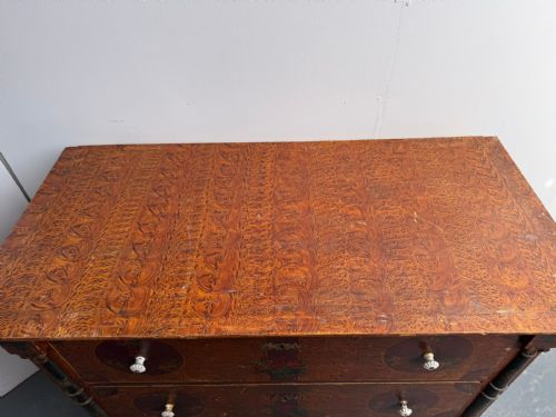 AN ORIGINALLY PAINTED ANTIQUE OLD PINE GENUINE HUNGARIAN CHEST OF DRAWERS - ADDITIONAL PHOTO 9
