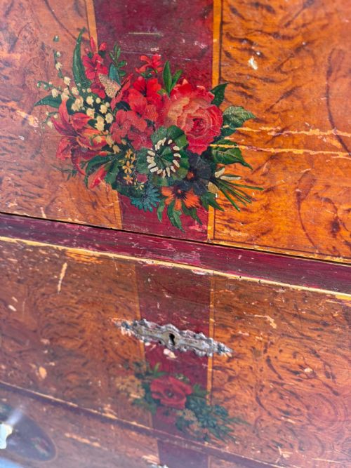 AN ORIGINALLY PAINTED ANTIQUE OLD PINE GENUINE HUNGARIAN CHEST OF DRAWERS - ADDITIONAL PHOTO 10