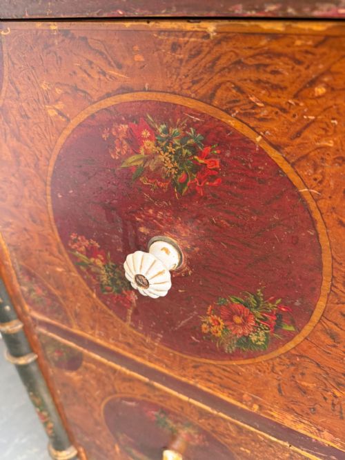 AN ORIGINALLY PAINTED ANTIQUE OLD PINE GENUINE HUNGARIAN CHEST OF DRAWERS - ADDITIONAL PHOTO 11