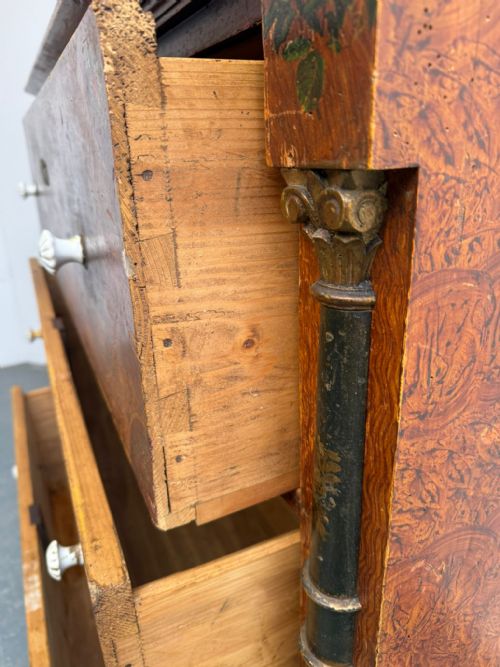 AN ORIGINALLY PAINTED ANTIQUE OLD PINE GENUINE HUNGARIAN CHEST OF DRAWERS - ADDITIONAL PHOTO 12