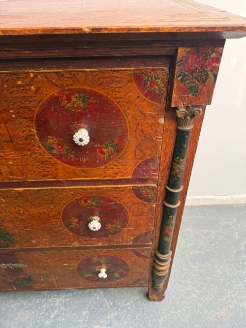 AN ORIGINALLY PAINTED ANTIQUE OLD PINE GENUINE HUNGARIAN CHEST OF DRAWERS - ADDITIONAL PHOTO 13