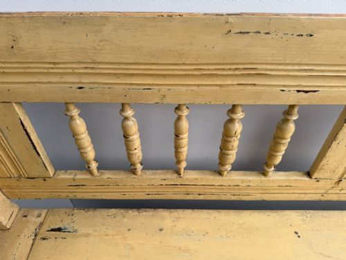 AN ORIGINAL PAINTED CREAM VICTORIAN PINE HUNGARIAN 3 SEATER BOX SETTLE - ADDITIONAL PHOTO 4