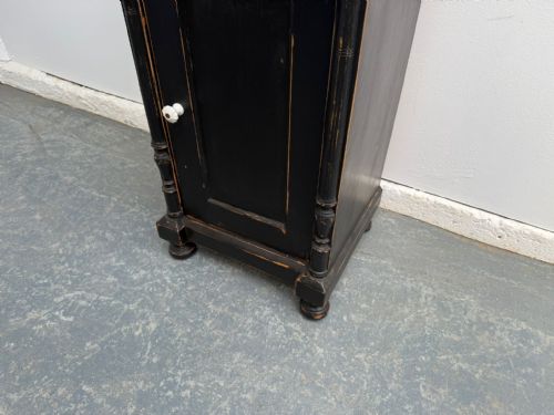A GENUINE HUNGARIAN ANTIQUE PINE PAINTED BLACK MARBLE VICTORIAN BEDSIDE CABINET - ADDITIONAL PHOTO 3