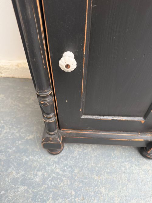 A GENUINE HUNGARIAN ANTIQUE PINE PAINTED BLACK MARBLE VICTORIAN BEDSIDE CABINET - ADDITIONAL PHOTO 7