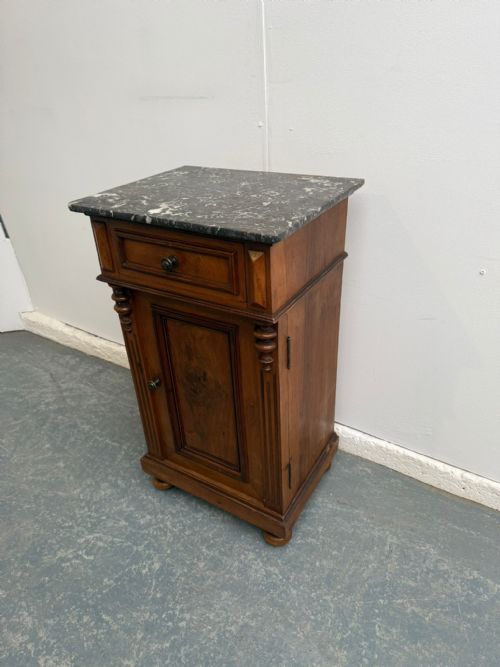 A GENUINE HUNGARIAN WALNUT MARBLE VICTORIAN BEDSIDE CABINET
