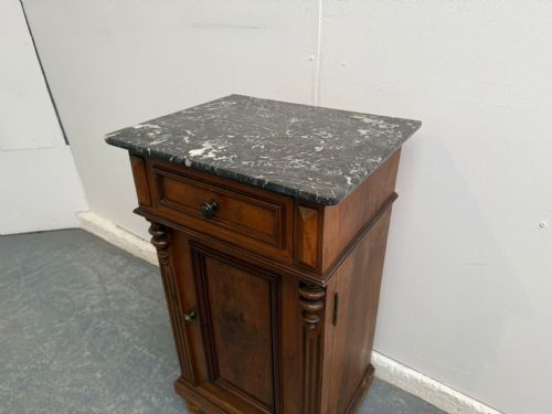A GENUINE HUNGARIAN WALNUT MARBLE VICTORIAN BEDSIDE CABINET - ADDITIONAL PHOTO 1