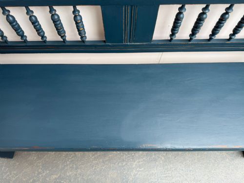 AN AMAZING PAINTED BLUE EARLY VICTORIAN ORIGINAL HUNGARIAN 3 SEATER BENCH - ADDITIONAL PHOTO 7