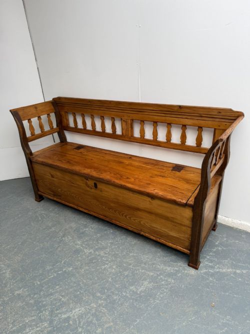 A Quality Waxed Georgian Original Hungarian Antique / Old Pine 2/3 Seater Bench