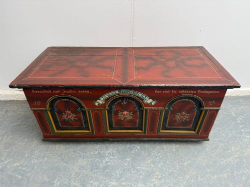 A LOVELY PAINTED ANTIQUE OLD PINE GENUINE HUNGARIAN LARGE BOX - ADDITIONAL PHOTO 5