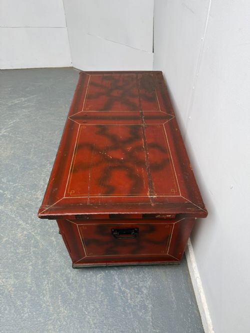 A LOVELY PAINTED ANTIQUE OLD PINE GENUINE HUNGARIAN LARGE BOX - ADDITIONAL PHOTO 8