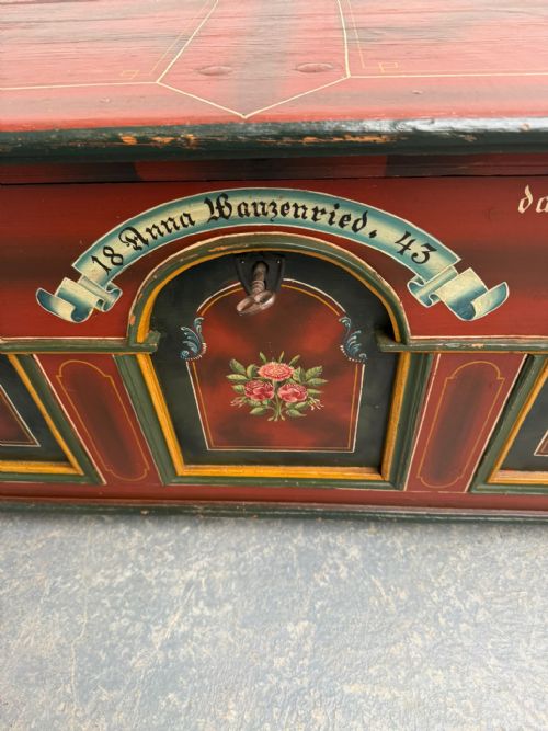 A LOVELY PAINTED ANTIQUE OLD PINE GENUINE HUNGARIAN LARGE BOX - ADDITIONAL PHOTO 13
