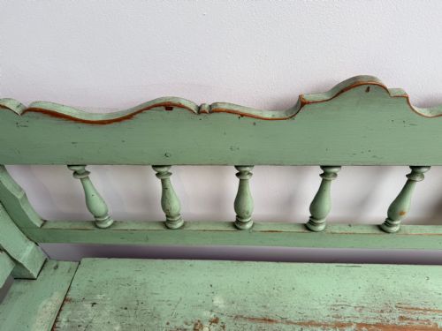 THE BEST EVER PAINTED GREEN EARLY GEORGIAN ORIGINAL HUNGARIAN 3 SEATER BENCH - ADDITIONAL PHOTO 2