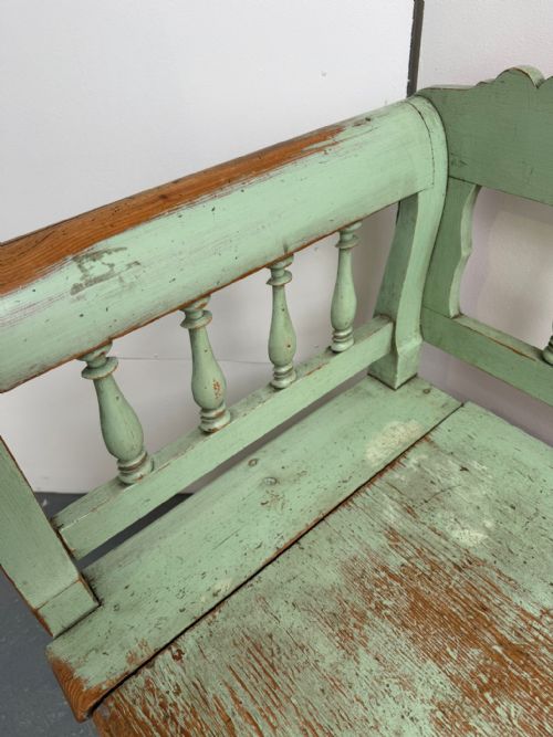 THE BEST EVER PAINTED GREEN EARLY GEORGIAN ORIGINAL HUNGARIAN 3 SEATER BENCH - ADDITIONAL PHOTO 7