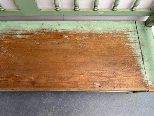 THE BEST EVER PAINTED GREEN EARLY GEORGIAN ORIGINAL HUNGARIAN 3 SEATER BENCH - ADDITIONAL PHOTO 8