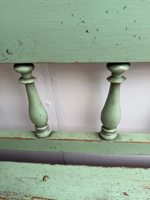 THE BEST EVER PAINTED GREEN EARLY GEORGIAN ORIGINAL HUNGARIAN 3 SEATER BENCH - ADDITIONAL PHOTO 9