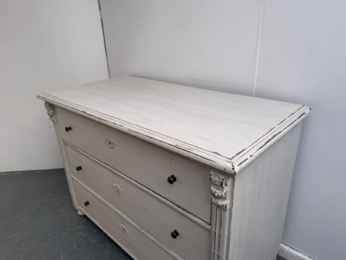 fig 1. A Lovely Painted White Antique / Old Pine Genuine Hungarian Chest of Drawers