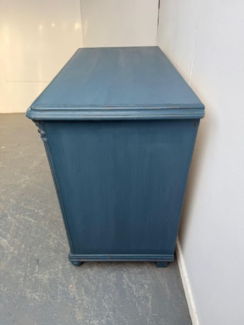 A HUGE PAINTED BLUE ANTIQUE PINE GENUINE VICTORIAN HUNGARIAN CHEST OF DRAWERS - ADDITIONAL PHOTO 6